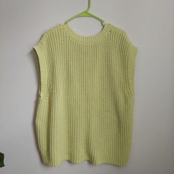 Zara Oversized Yellow Green Knit Vest Sweater Dress Sz Large - Picture 7 of 8